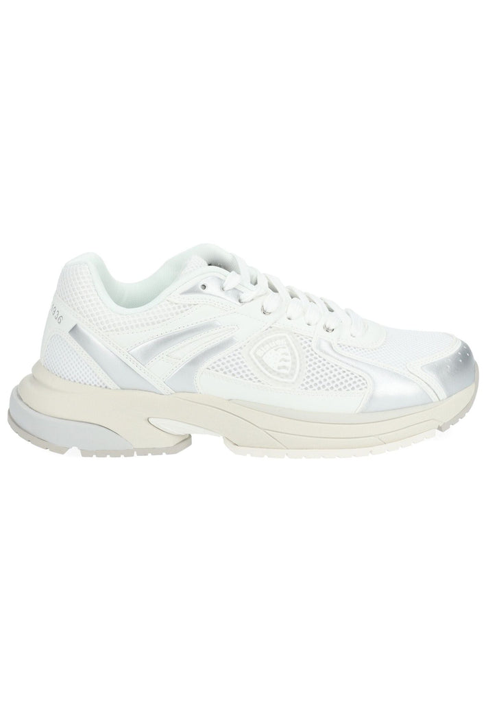 Blauer Sneaker Lederimitat/Textil Weiß/Silber