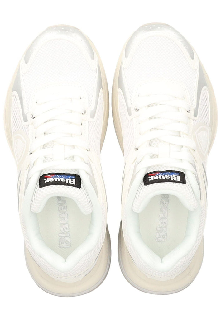 Blauer Sneaker Lederimitat/Textil Weiß/Silber