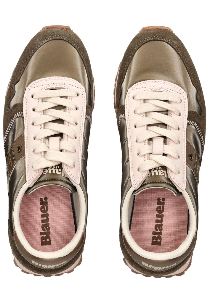 Blauer Sneaker Veloursleder Taupe
