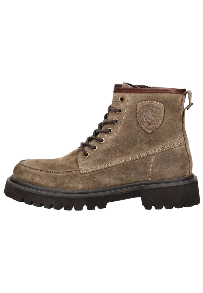 Blauer Stiefelette Leder Braun