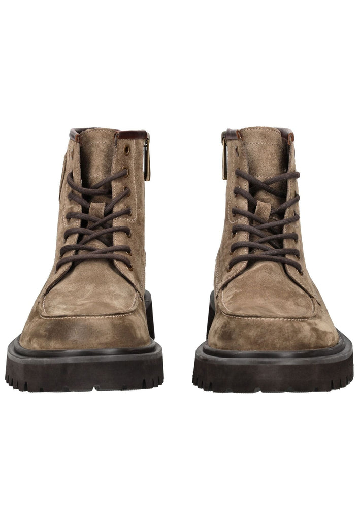 Blauer Stiefelette Leder Braun