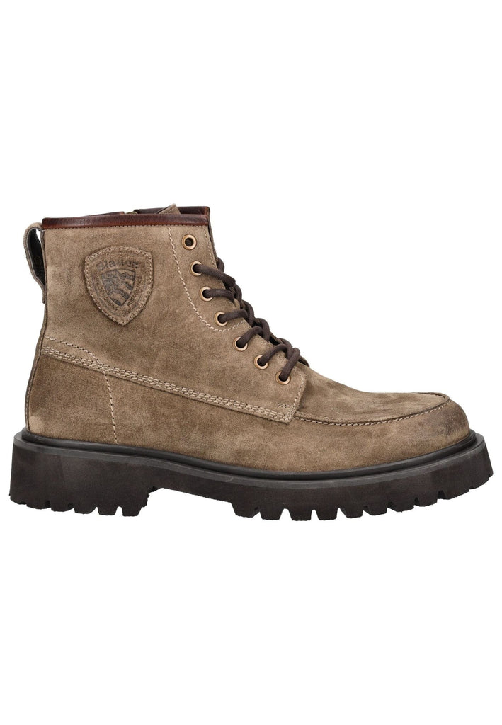 Blauer Stiefelette Leder Braun