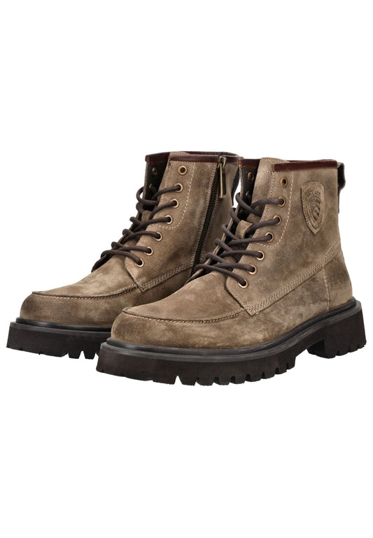 Blauer Stiefelette Leder Braun