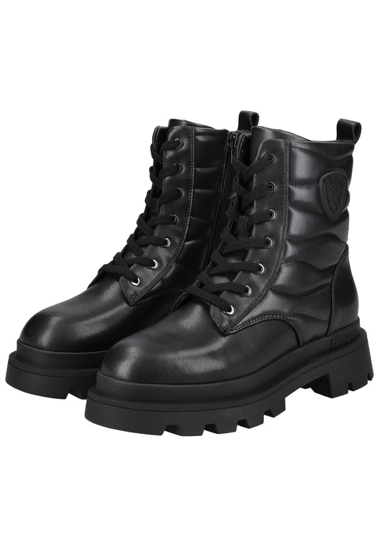 Blauer Stiefelette Leder/Synthetik Schwarz