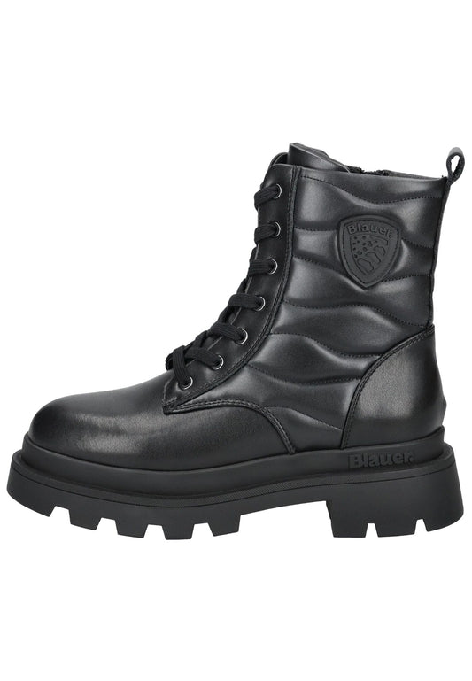 Blauer Stiefelette Leder/Synthetik Schwarz