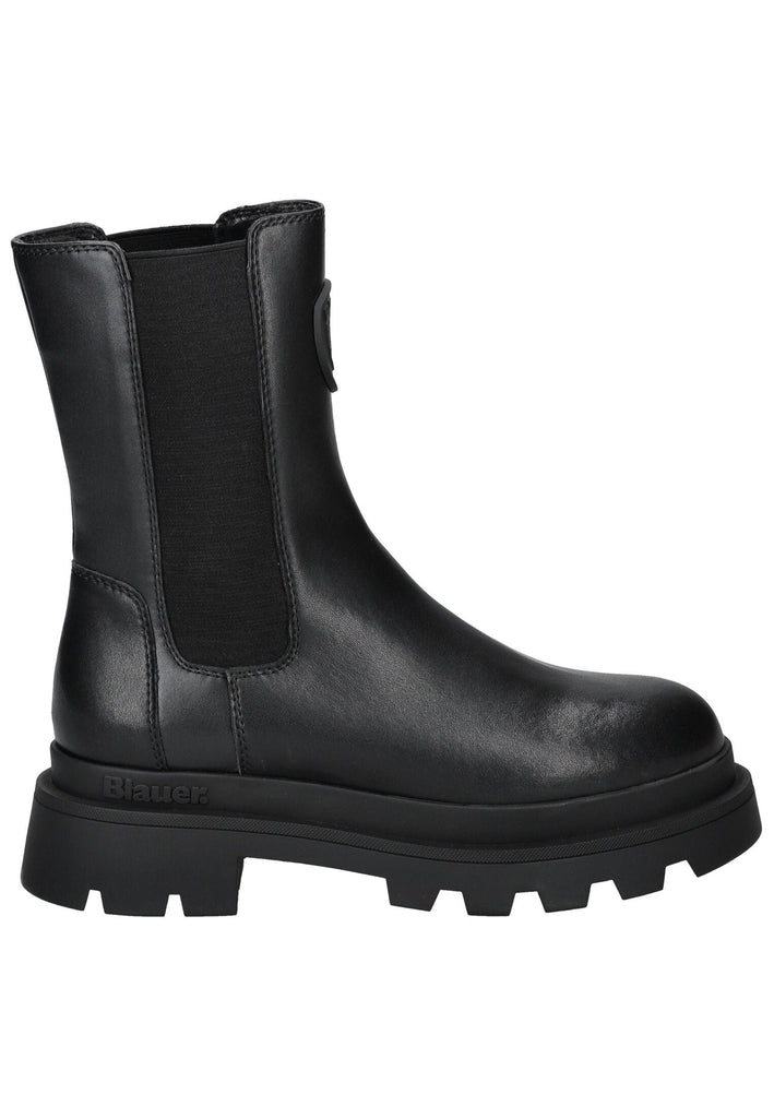 Blauer Stiefelette Leder/Synthetik Schwarz