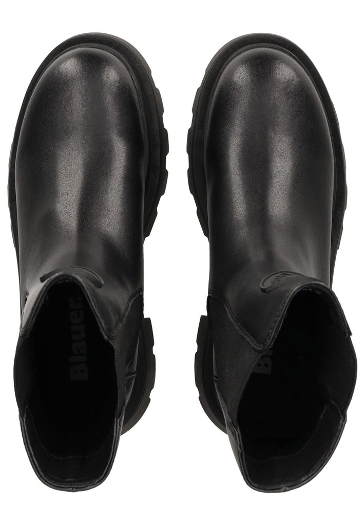 Blauer Stiefelette Leder/Synthetik Schwarz