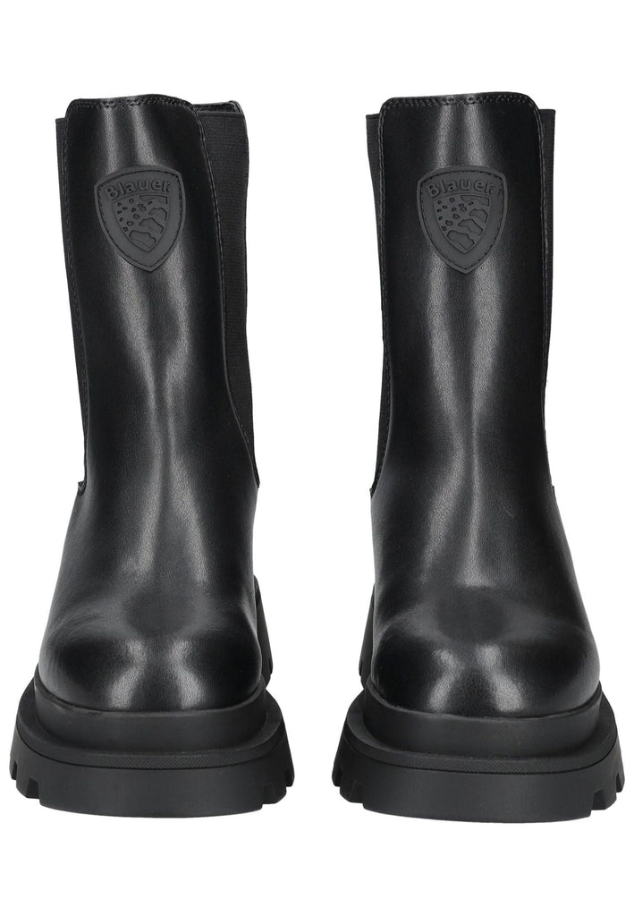 Blauer Stiefelette Leder/Synthetik Schwarz