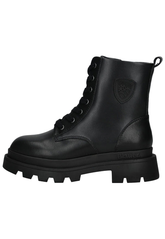 Blauer Stiefelette Leder/Synthetik Schwarz