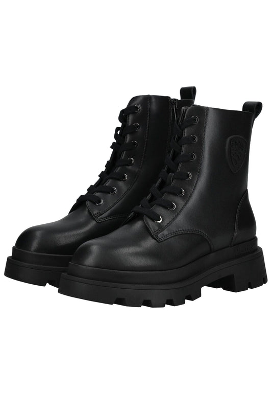 Blauer Stiefelette Leder/Synthetik Schwarz
