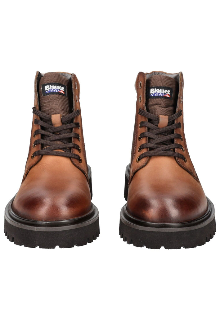 Blauer Stiefelette Leder/Textil Cognac