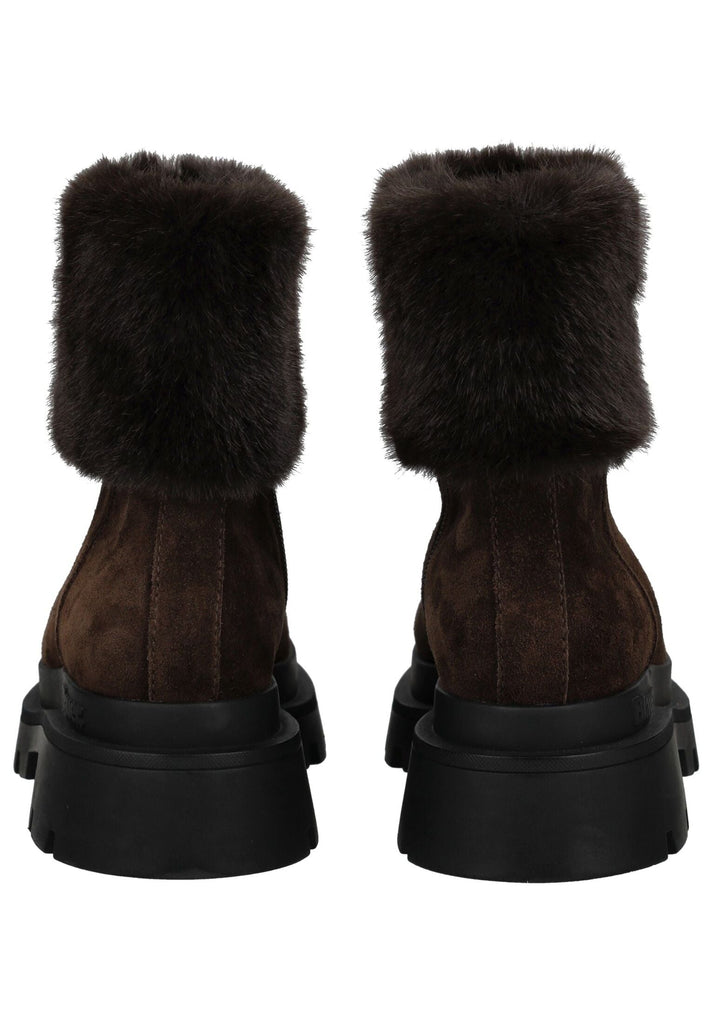 Blauer Stiefelette Leder/Textil Dunkelbraun Warmfutter