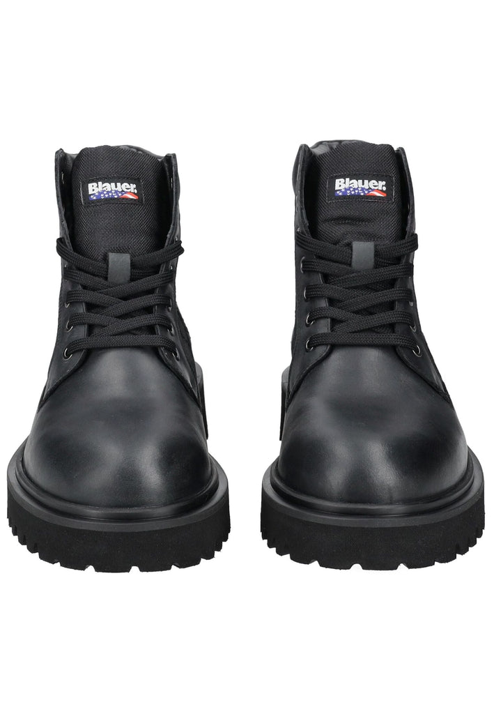 Blauer Stiefelette Leder/Textil Schwarz
