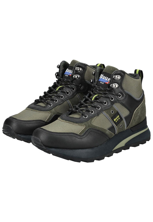 Blauer Stiefelette Veloursleder/Textil Grün/Schwarz Warmfutter