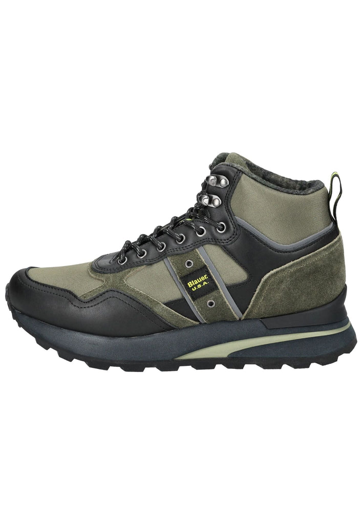 Stiefeletten Blauer Stiefelette Veloursleder/Textil Grün/Schwarz Warmfutter