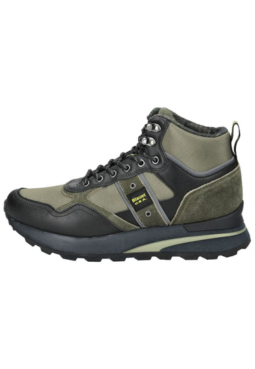 Stiefeletten Blauer Stiefelette Veloursleder/Textil Grün/Schwarz Warmfutter