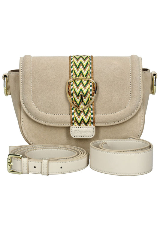 Blauer Taschen Leder/Textil Cream