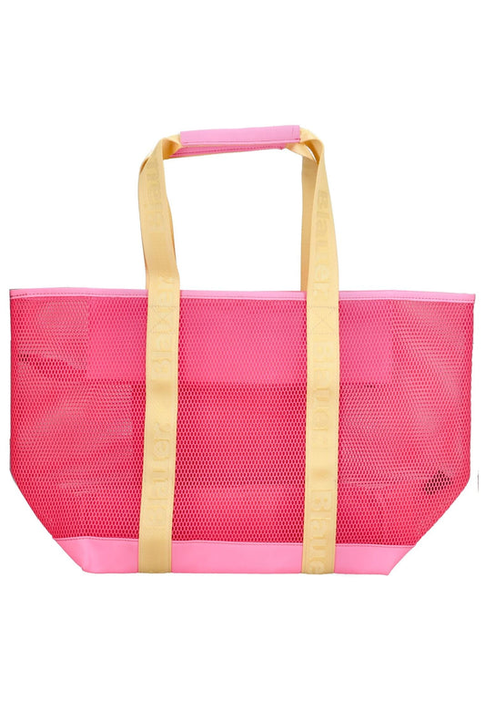 Blauer Taschen Lederimitat/Textil Fuchsia