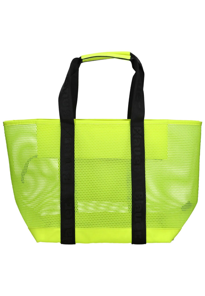 Blauer Taschen Lederimitat/Textil Gelb