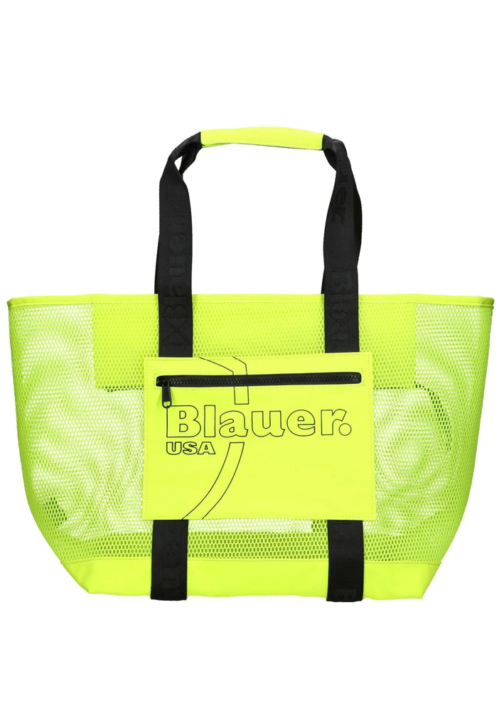 Blauer Taschen Lederimitat/Textil Gelb