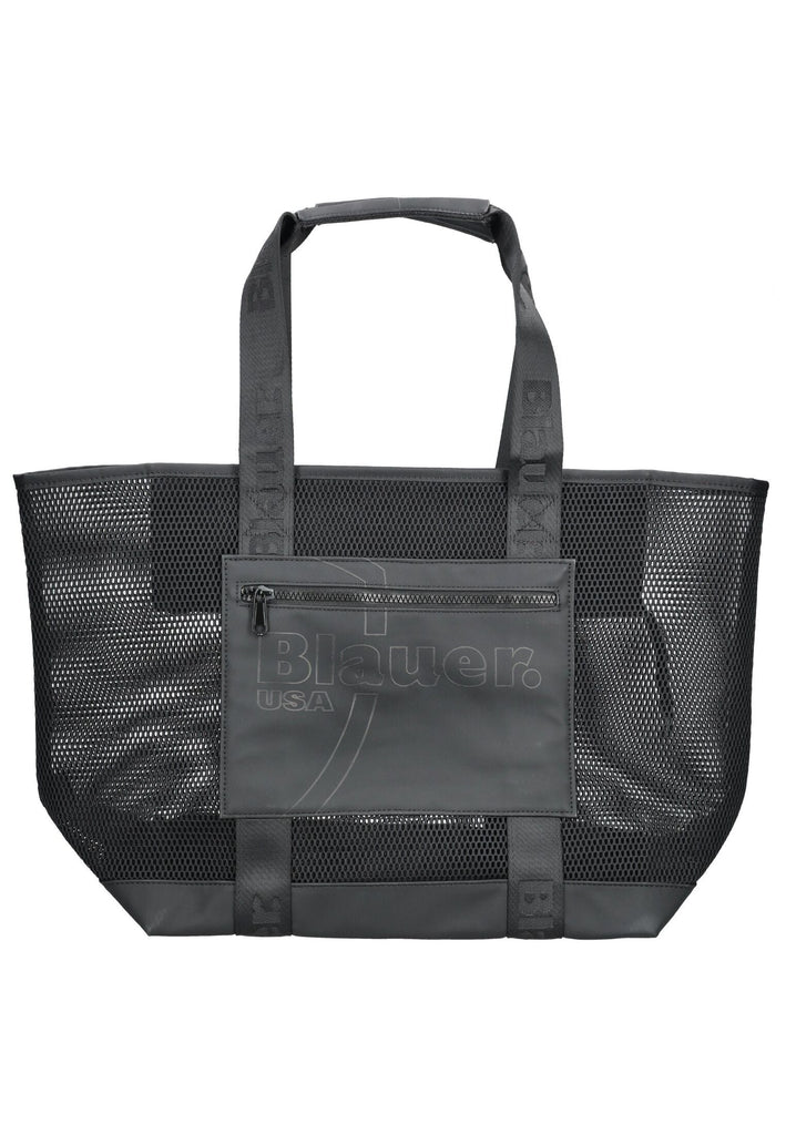 Blauer Taschen Lederimitat/Textil Schwarz