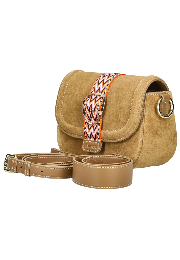 Blauer Taschen Veloursleder/Textil Camel