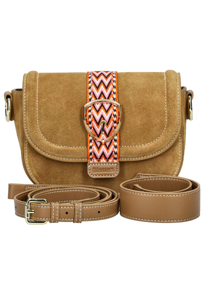 Blauer Taschen Veloursleder/Textil Camel