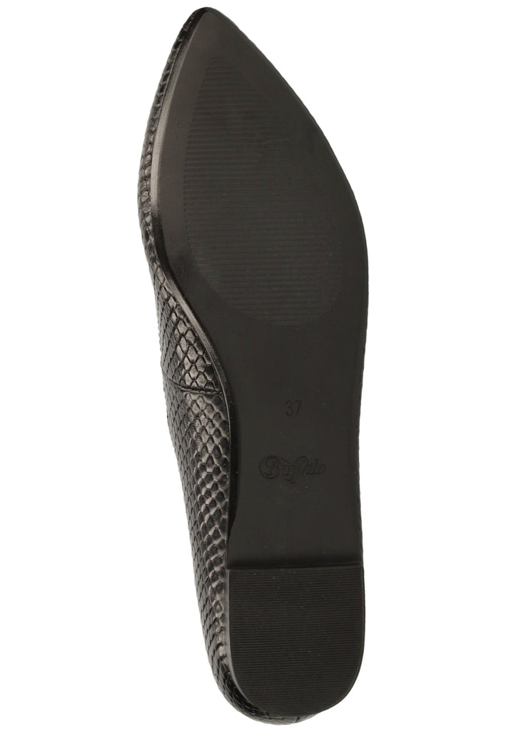 Buffalo Ballerinas Leder Struktur Schwarz