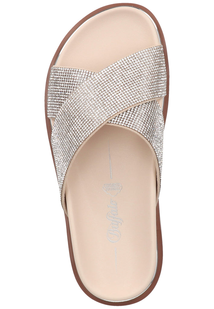 Buffalo Pantoletten Lederimitat Beige/Silber