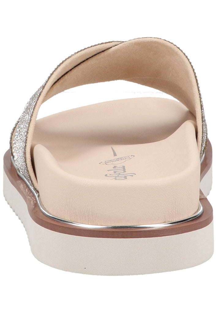 Buffalo Pantoletten Lederimitat Beige/Silber