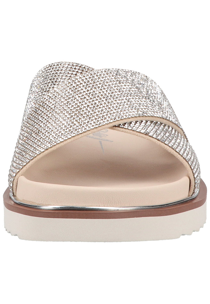 Buffalo Pantoletten Lederimitat Beige/Silber