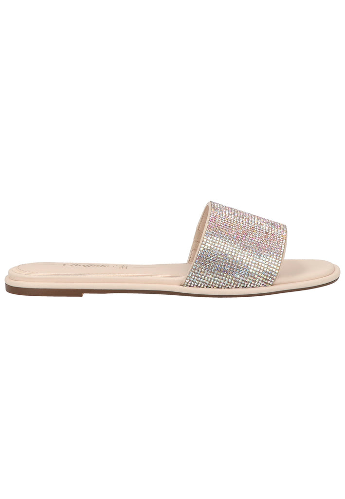 Buffalo Pantoletten Lederimitat Beige/Silber