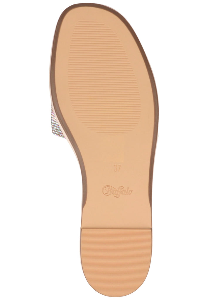 Buffalo Pantoletten Lederimitat Beige/Silber