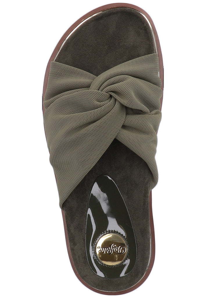 Buffalo Pantoletten Lederimitat Khaki