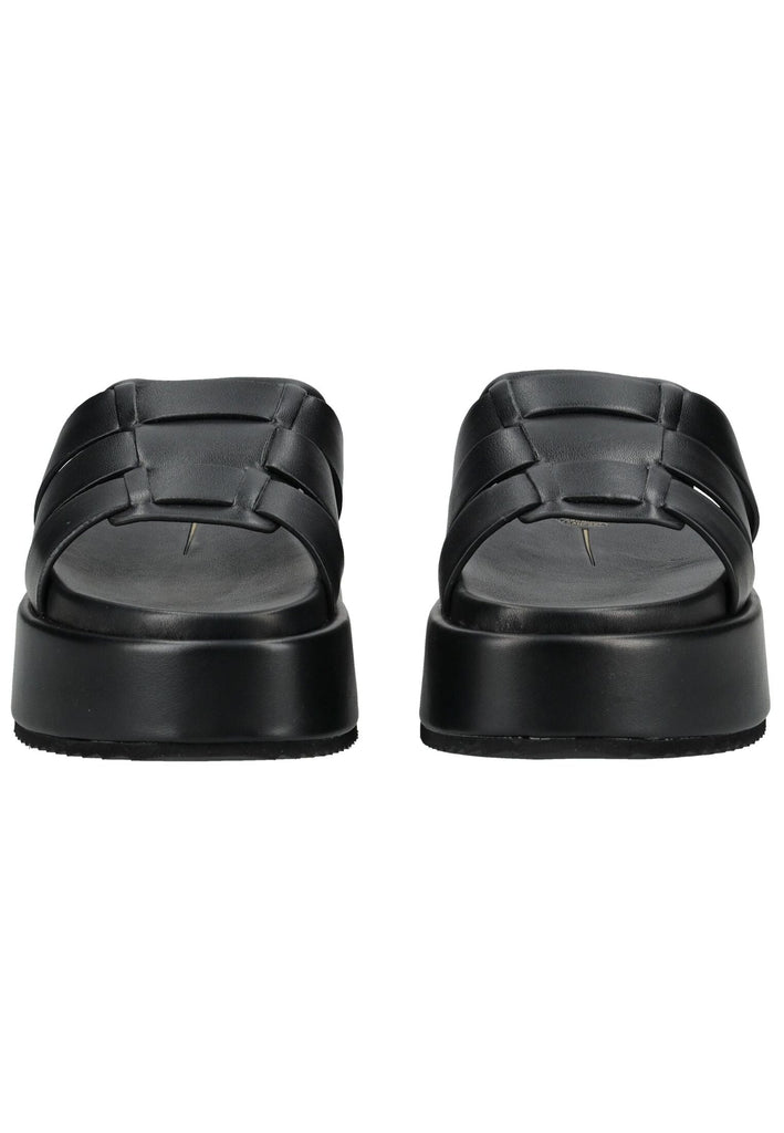 Buffalo Pantoletten Lederimitat Schwarz