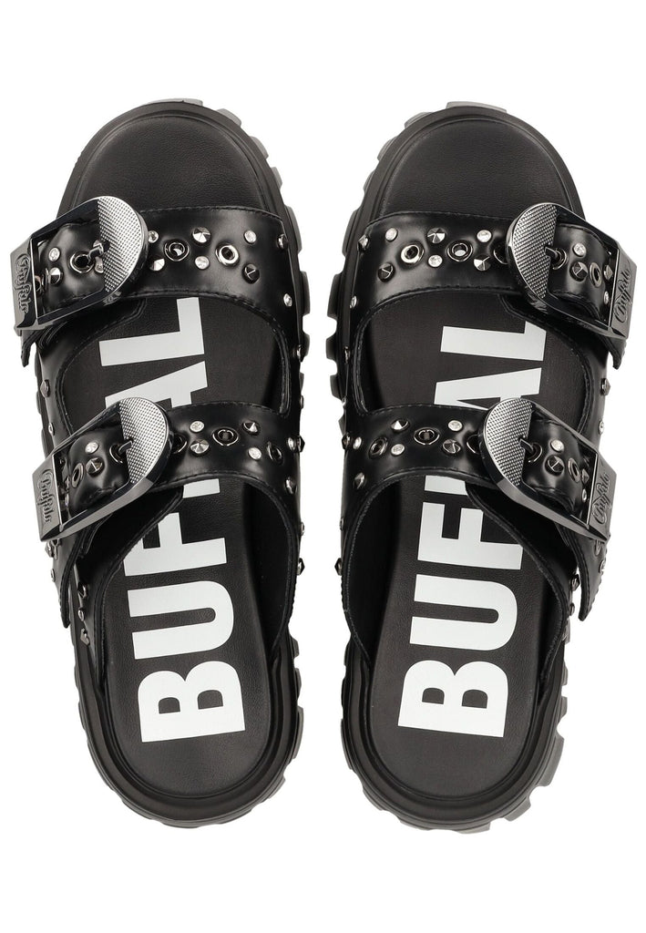 Buffalo Pantoletten Lederimitat Schwarz