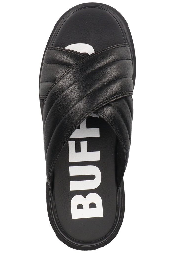 Buffalo Pantoletten Lederimitat Schwarz