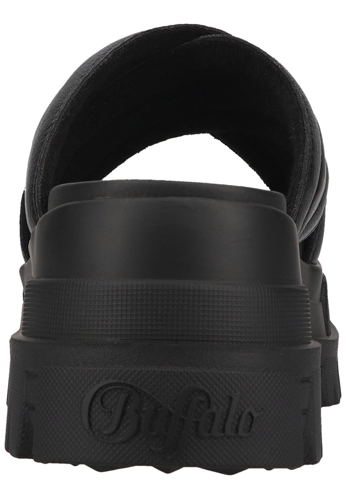 Buffalo Pantoletten Lederimitat Schwarz