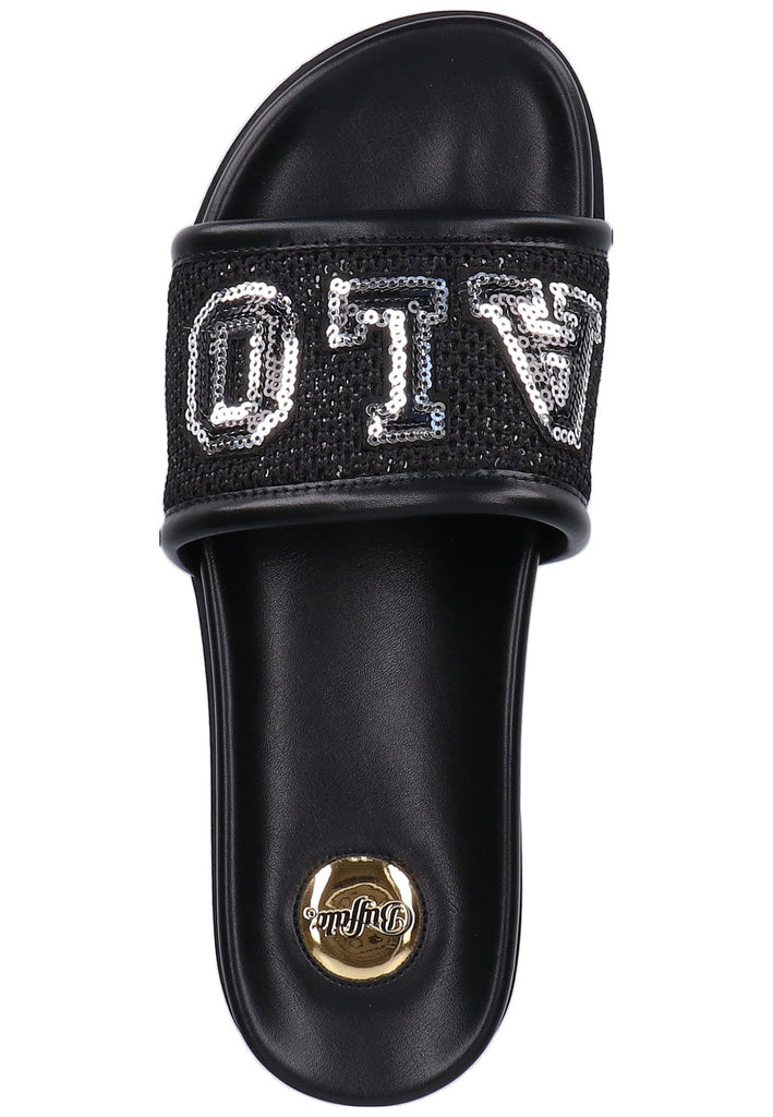 Buffalo Pantoletten Lederimitat Schwarz