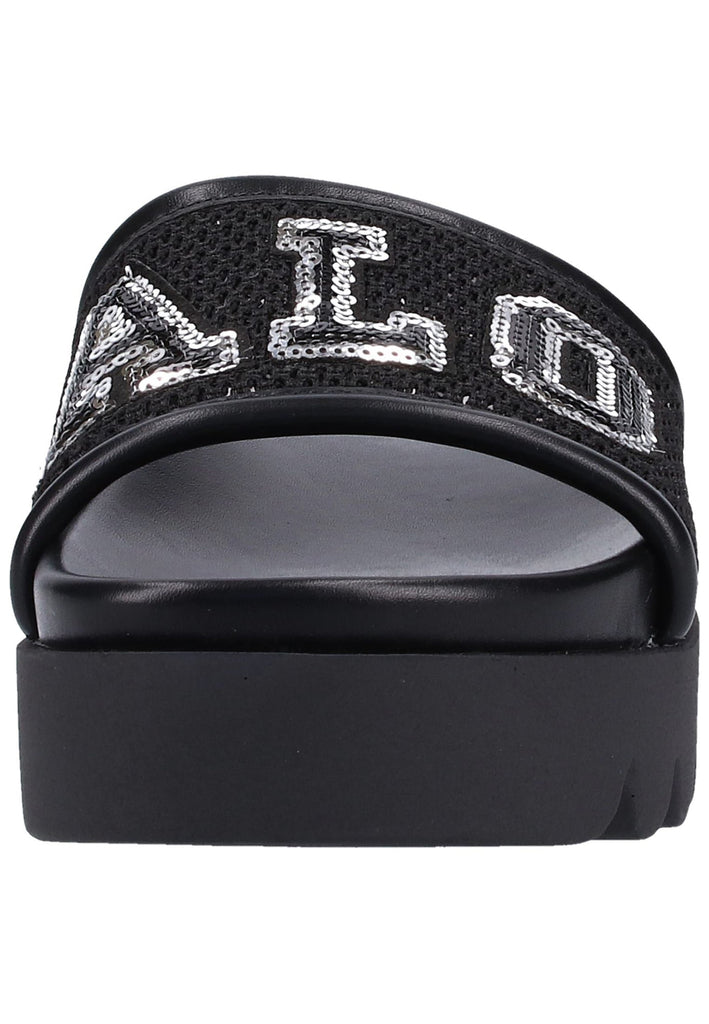 Buffalo Pantoletten Lederimitat Schwarz