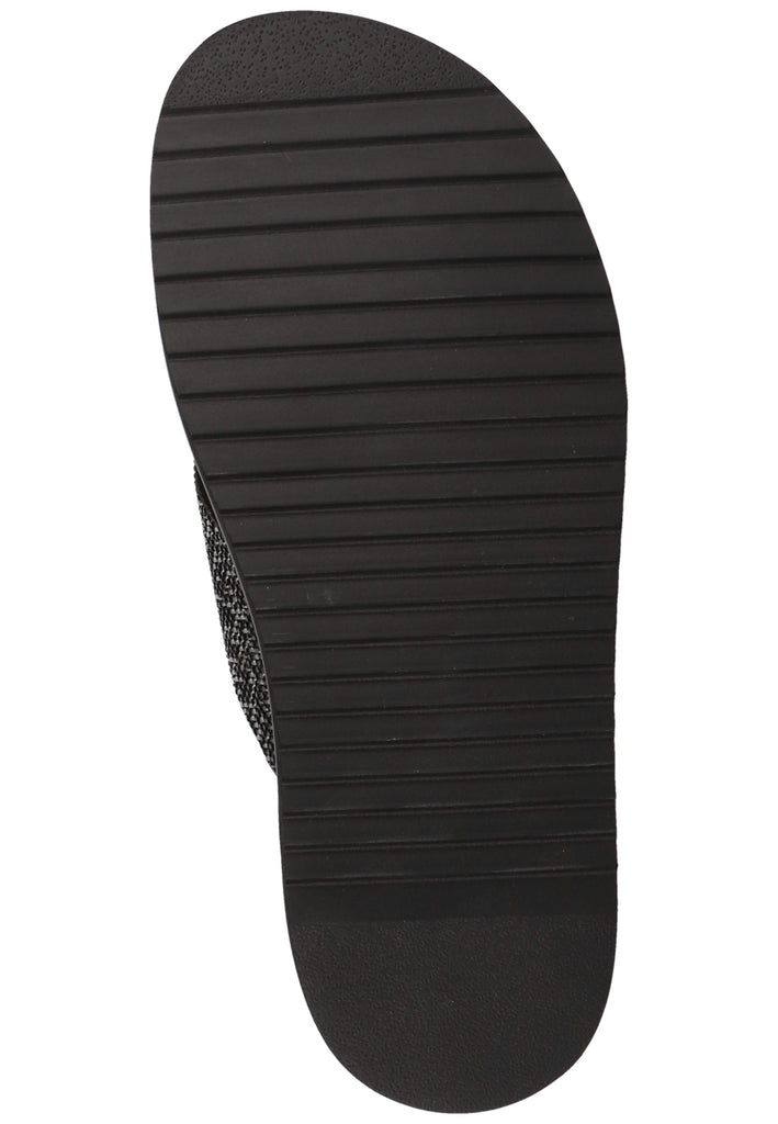 Buffalo Pantoletten Lederimitat Schwarz/Silber