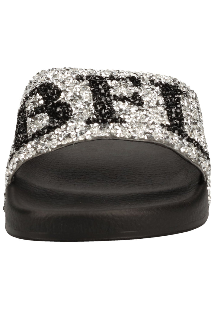 Buffalo Pantoletten Lederimitat Silber