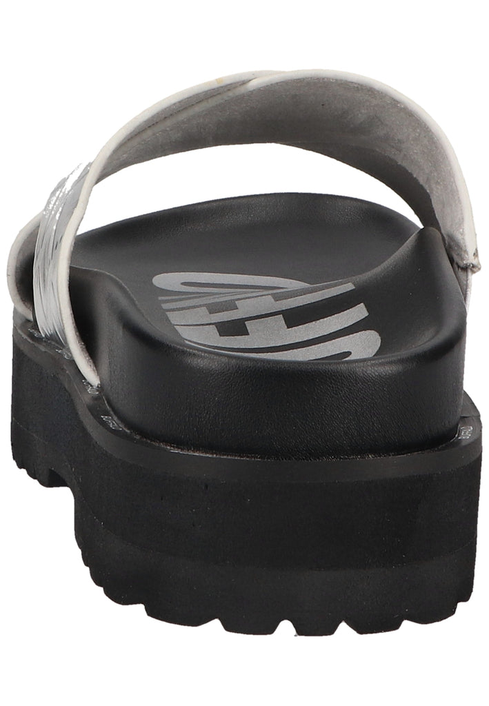 Buffalo Pantoletten Lederimitat Silber/Schwarz