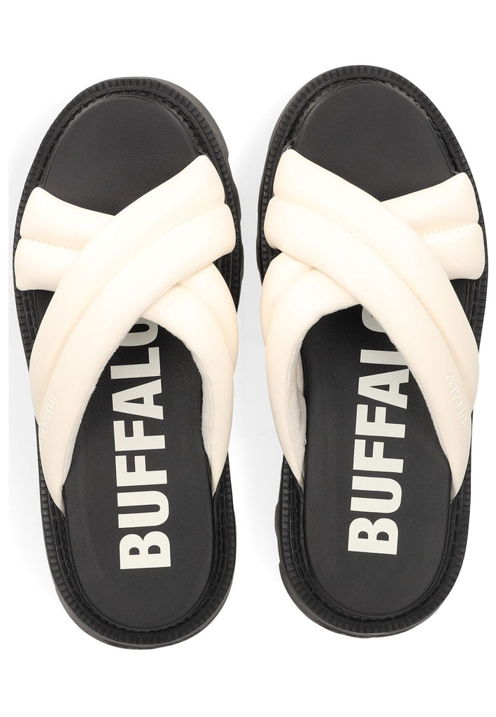 Buffalo Pantoletten Lederimitat Weiß