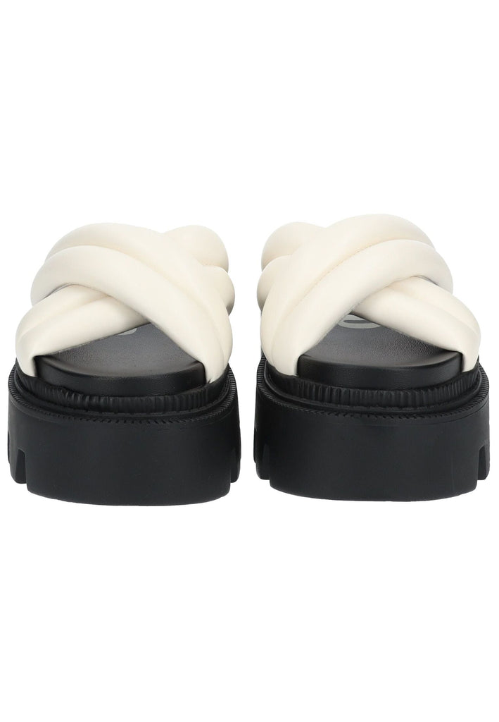 Buffalo Pantoletten Lederimitat Weiß