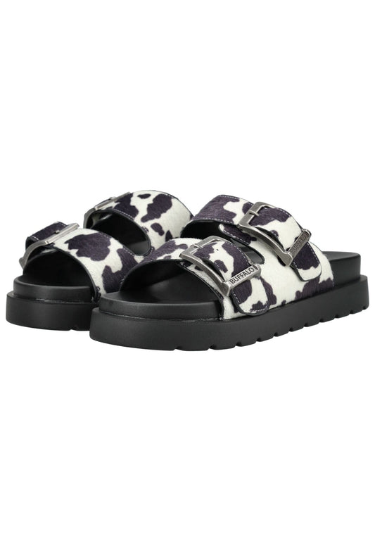Buffalo Pantoletten Textil Schwarz/Weiß
