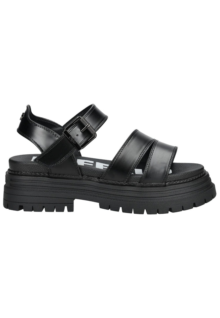 Buffalo Sandalen Lederimitat Schwarz
