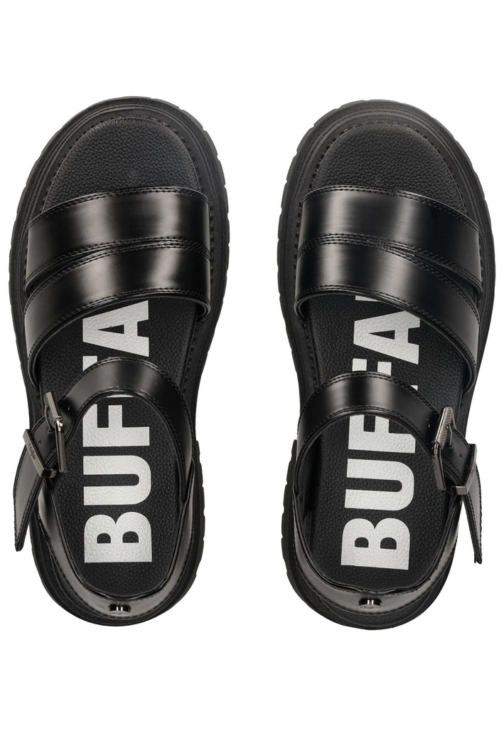 Buffalo Sandalen Lederimitat Schwarz