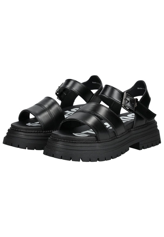 Buffalo Sandalen Lederimitat Schwarz