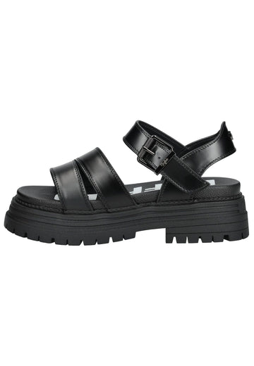 Buffalo Sandalen Lederimitat Schwarz